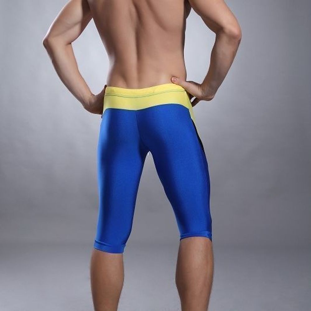 Мужские бриджи синие спортивные с желтой вставкой Superbody Blue 17521