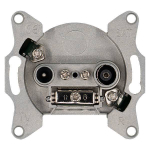 Розетка TV+FM Φ9.5mm проходная с накладкой, цвет черный матовый (soft touch)