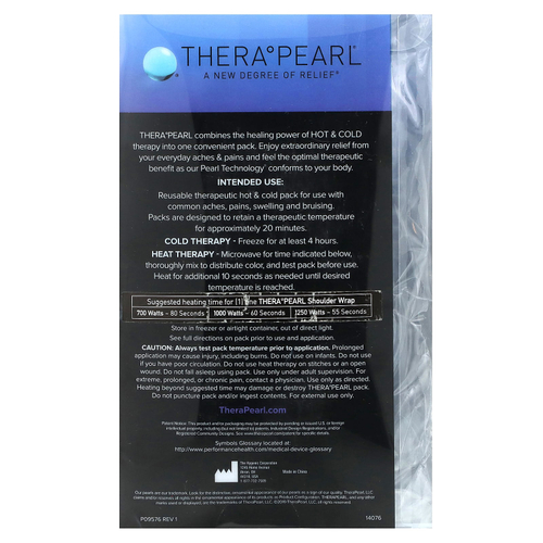 TheraPearl, Многоразовая упаковка для горячей и холодной воды для изменения цвета, наплечная пленка с ремешком, 1 наплечная пленка Thera Pearl