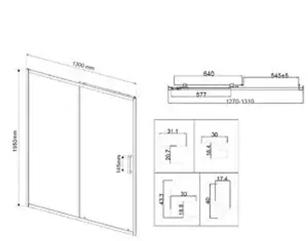 Душевая дверь City VDS-5CT130MT, 1300, хром, стекло текстурное, , шт