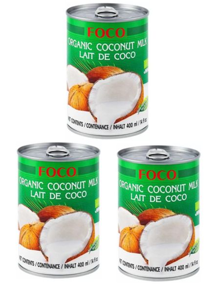 FOCO Organic кокосовое молоко 10-12%, 400 мл, 3 шт