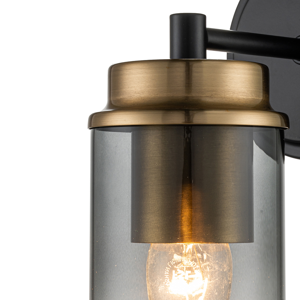 Настенный светильник 1x40Вт E14, металл/стекло, черный/бронза