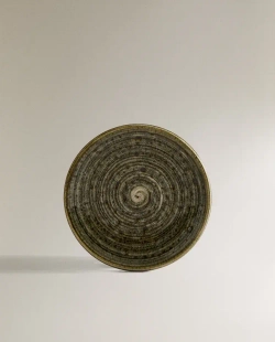 ZARA HOME ФАЯНСОВАЯ ТАРЕЛКА ДЛЯ ХЛЕБА С УЗОРОМ В ВИДЕ СПИРАЛИ, ЗЕЛЕНЫЙ