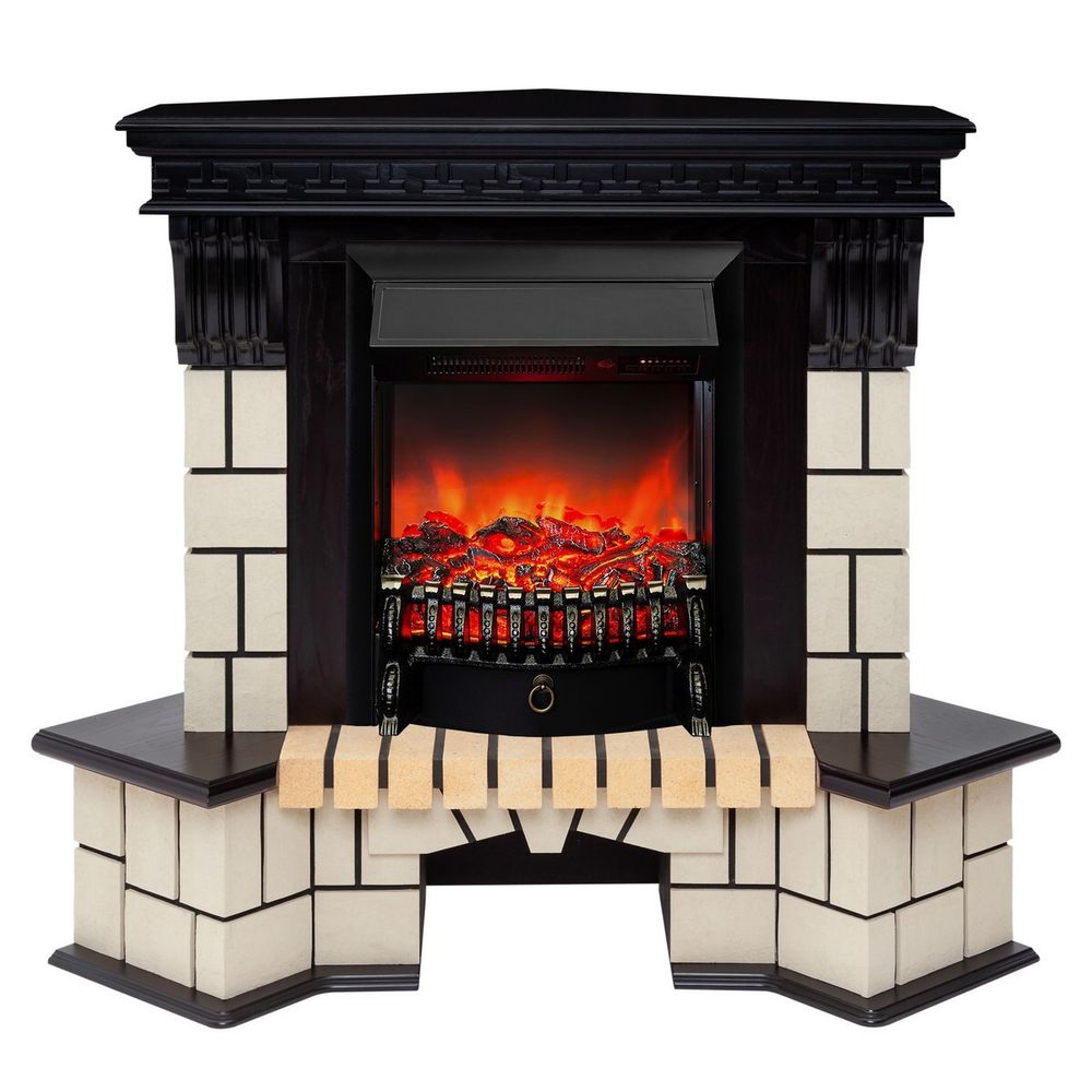 Электрокамин RealFlame Stone Corner STD AO античный дуб с очагом Fobos Lux Black RC