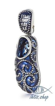 Тапочек Спиридона. Синяя витражная эмаль.