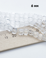 Бусина Куб, стекло, цвет прозрачный, размер 6 мм, цена за 10 шт