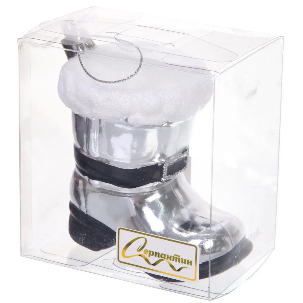 Елочная игрушка «Новогодний сапог» 8*5*8,5 см, Серебро