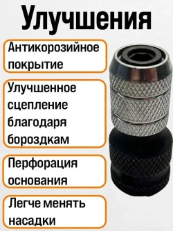 Патрон для гайковерта квадрат 1/2, адаптер для бит 1/4, насадка на гайковерт, переходник битодержатель