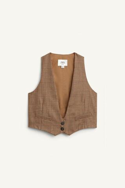ZARA ЖИЛЕТ ИЗ 100% ШЕРСТИ, КОРИЧНЕВЫЙ