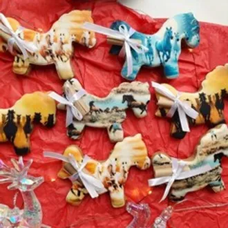 Новогодняя лошадь оранж. пряник с пожеланием