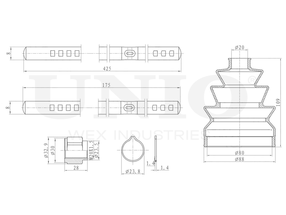 Пыльник ШРУСа (к-т) UNIO DUC-30006K