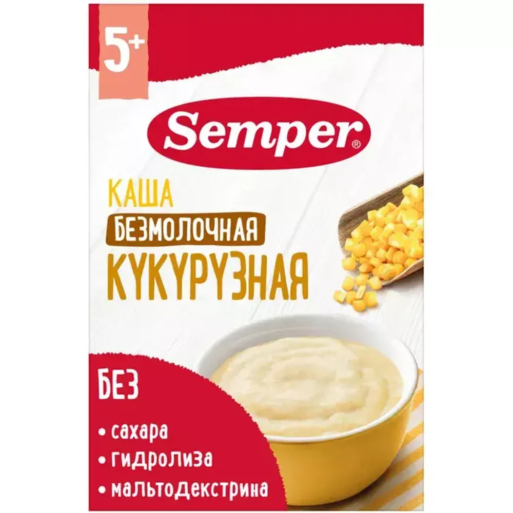 Купить Каша сухая безмолочная быстрорастворимая SEMPER «Каша безмолочная кукурузная» (180грх8) в Казахстане