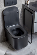 Унитаз подвесной, Mane Черный матовый c крышкой