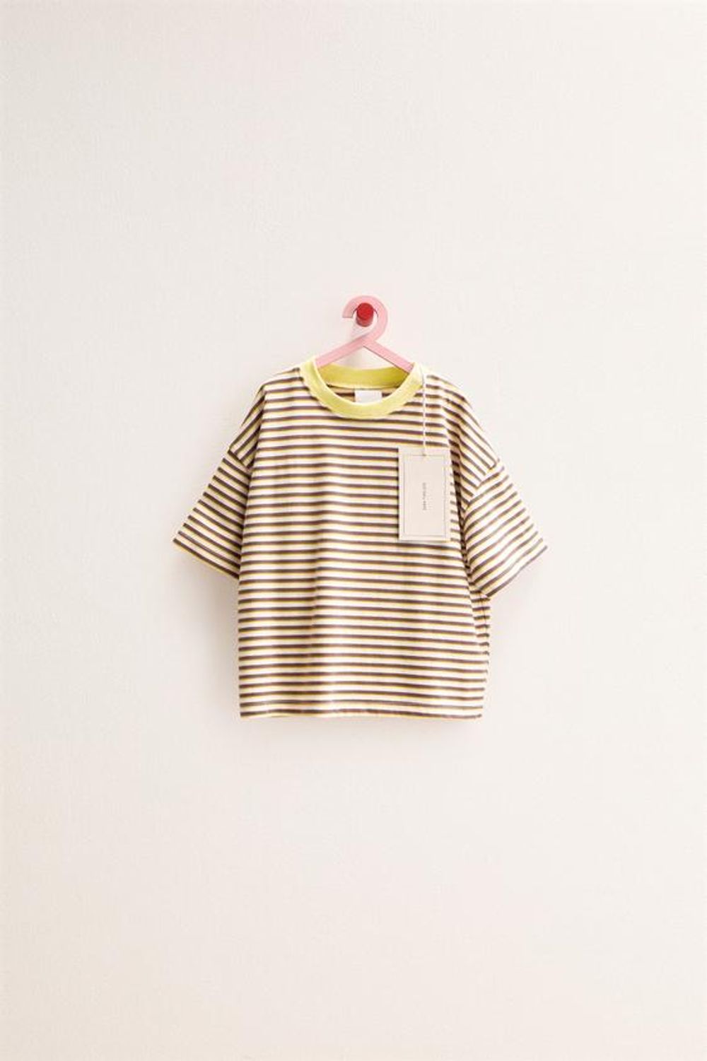 ZARA TIMELESS - ФУТБОЛКА В ПОЛОСКУ С КОНТРАСТНЫМ ВОРОТНИКОМ, ЖЕЛТЫЙ