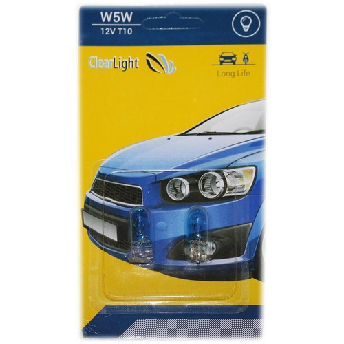 Лампа 12 В 5 Вт W5W T10 синяя 2 шт. блистер ClearLight CLW5W12V2BBLUE