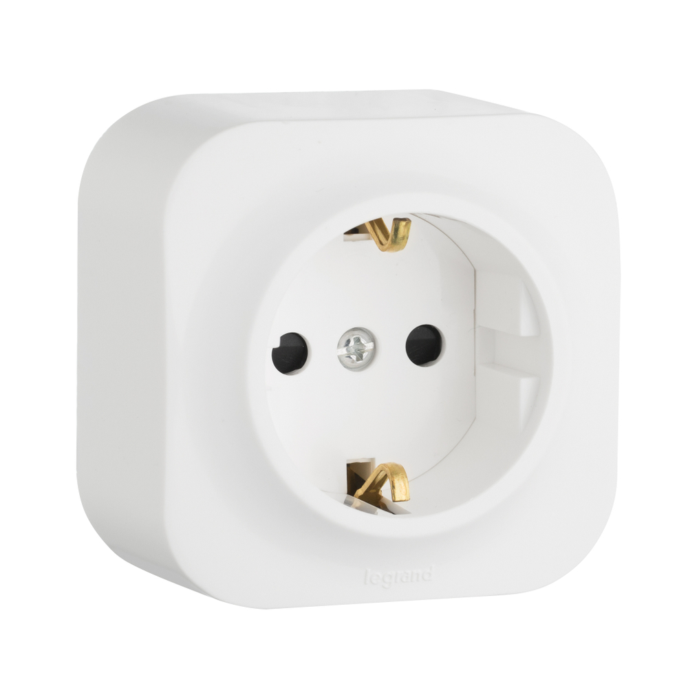 Розетка с заземлением со шторками IP20 16А 250В белый Quteo Legrand