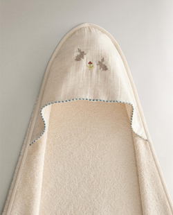 Zara Home Детское полотенце с капюшоном из хлопка, бежевый, 80x80 см · 5679/423