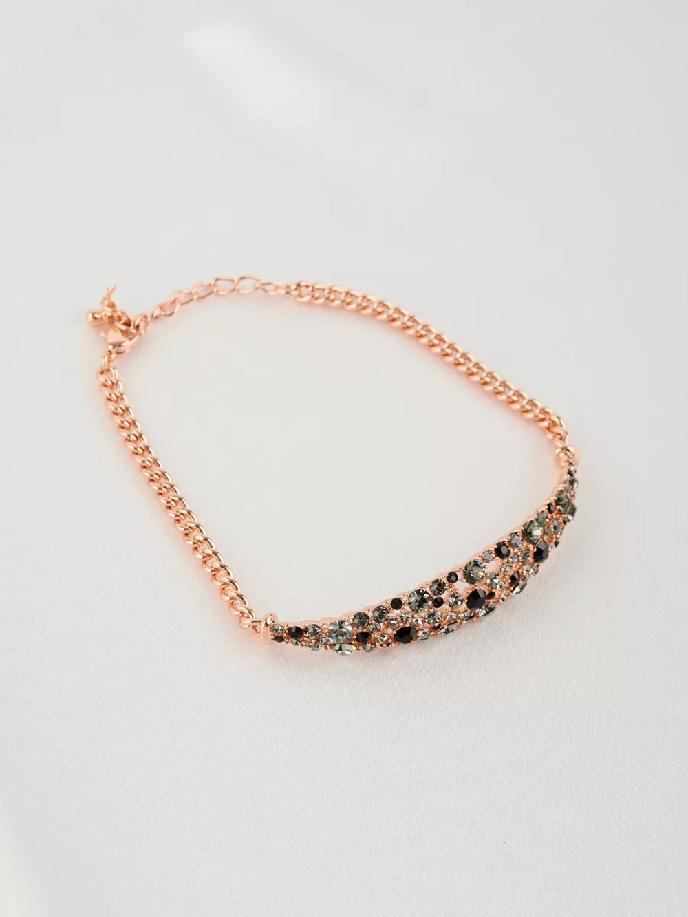 Браслет Россыпь из серо-черных камней Swarovski