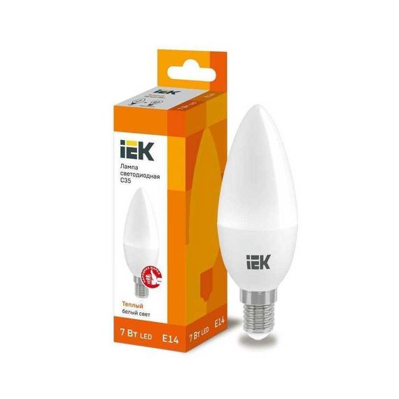 Лампа светодиодная IEK E14 7W 3000K матовая LLE-C35-7-230-30-E14