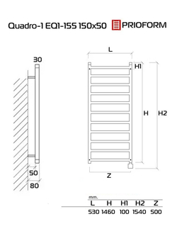 Quadro-1 EQ1 150x50 см Полотенцесушитель электрический