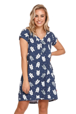 Cорочка свободного кроя с принтом в виде мишек (Размер: M) (Цвет: синий)