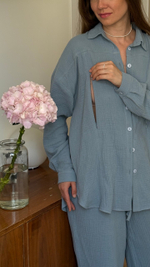 Рубашка Дунай из муслина для бер. и кор., Грозовое небо