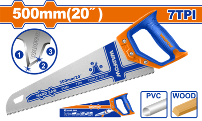 Ножовка по дереву 500 мм 7TPI (6/24) WADFOW WHW8G20