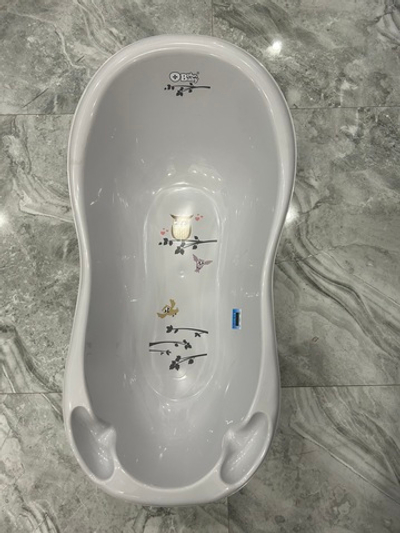 Детская ванночка для купания Тега Сова серая 102 см с градусником, . арт.