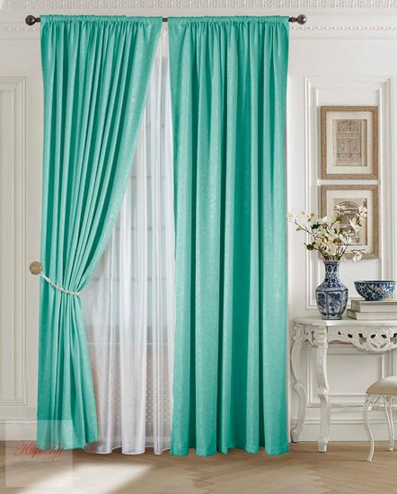 Комплект штор Луи (бирюза). Шторы из стриженного бархата