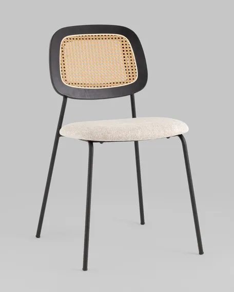 Стул Letto бежевый со спинкой из ротанга