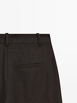 Massimo Dutti Брюки из смесовой шерсти и фланели, шоколадный