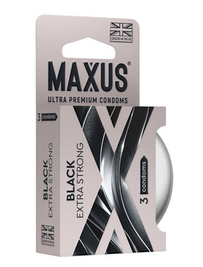Черные утолщенные презервативы MAXUS Extra Strong с железным кейсом - 3 шт.