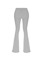 grey flared trousers