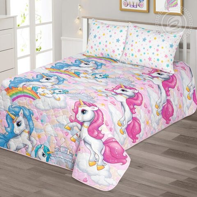 Покрывало детское стеганое из поплина 150*215 Карусельки 2291 АРТПОСТЕЛЬ