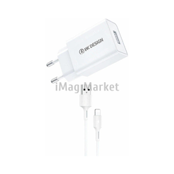 Сетевое зарядное устройство WK Kingkong WP-U118i, 1 USB-A, 10W, 2A + кабель Lightning, 1 м, белый