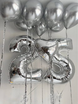 Шары на юбилей 25 лет хром серебро №5043