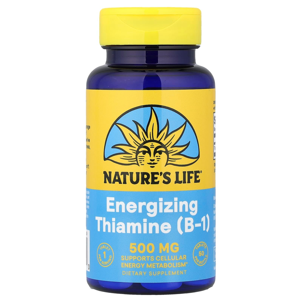 Nature's Life, тиамин для повышения уровня энергии (B1), 500 мг, 50 таблеток