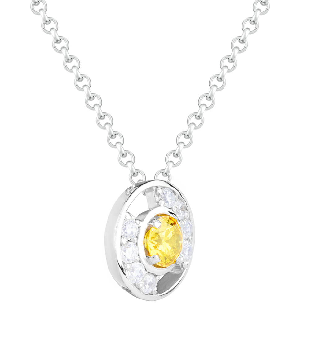 Подвес из серебра со вставками из жёлтого и бесцветных фианитов