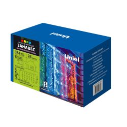 ULD-C3020-384-DTA-RC MULTI IP44 Занавес светодиодный. 3х2м. 384 светодиода. Разноцветный свет. Провод прозрачный. Пульт ДУ в-к. TM Uniel