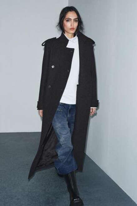 ZARA ДЛИННОЕ ПАЛЬТО ИЗ ШЕРСТИ — ZW COLLECTION LIMITED EDITION, СЕРЫЙ МЕЛАНЖ