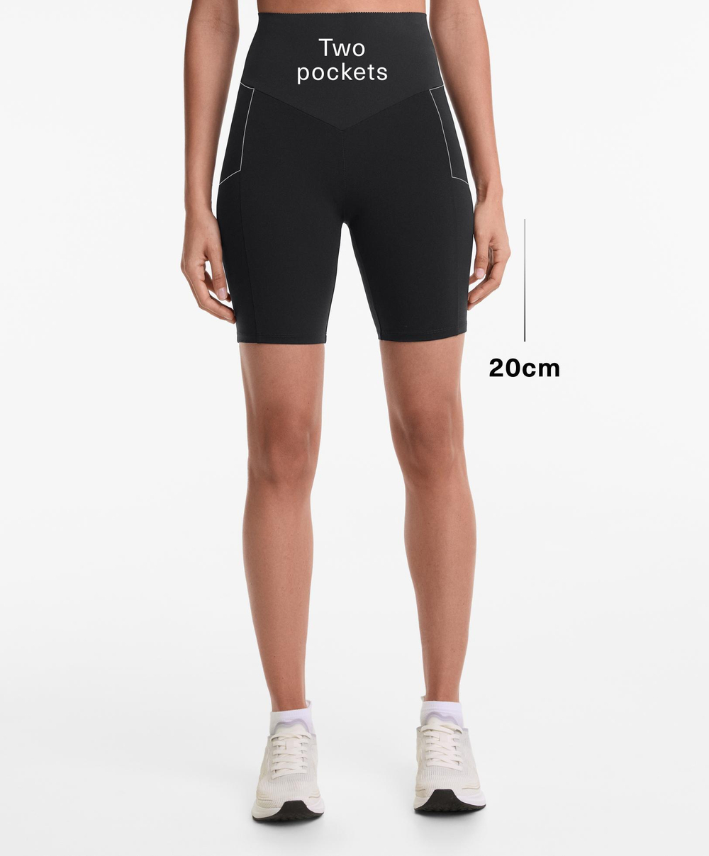 OYSHO Легинсы для велоспорта с высокой посадкой и карманами, 20 см, черный