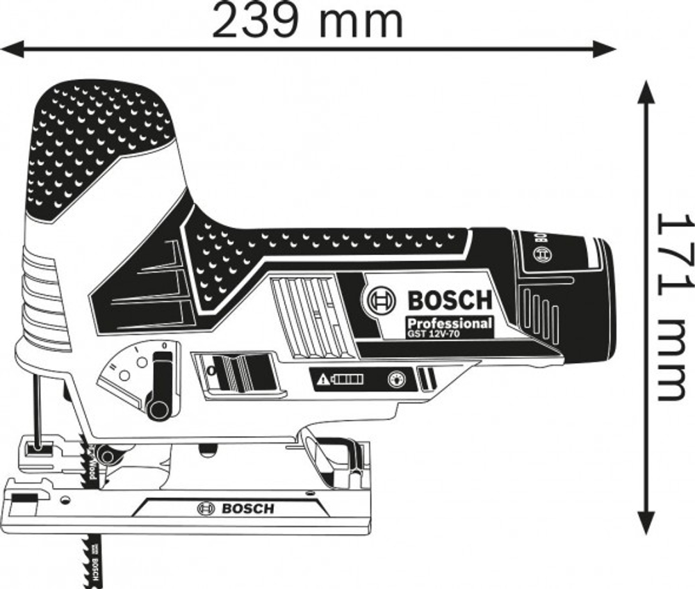Лобзик аккумуляторный BOSCH GST 12V-70 0615990M40