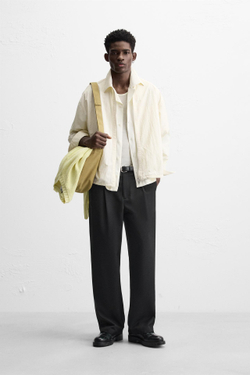 ZARA КУРТКА-РУБАШКА ИЗ ВЫСОКОТЕХНОЛОГИЧНОЙ ТКАНИ С ЗАСТЕЖКОЙ-МОЛНИЕЙ, ЭКРЮ