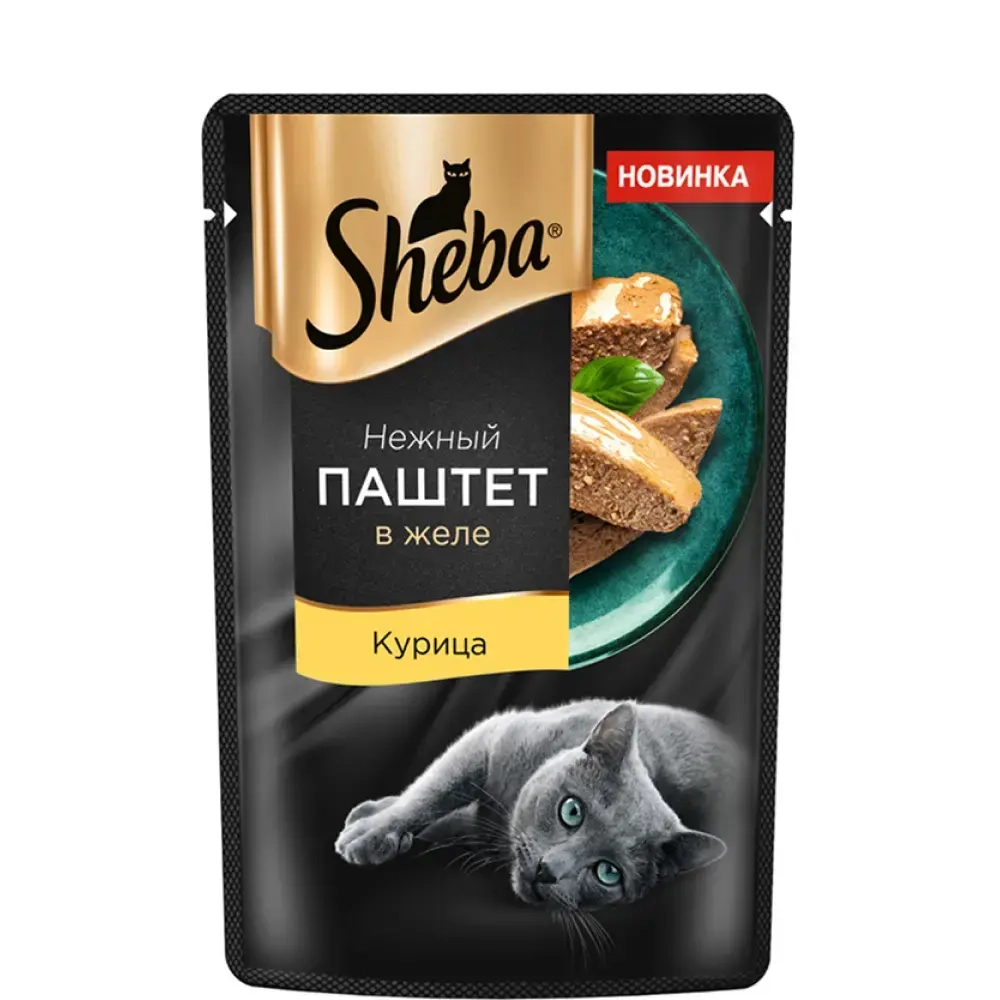 Паштет курица в желе, 75г влажный корм для кошек Sheba
