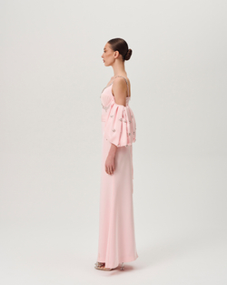 Платье Starlette розовое с выш. на корсете и рукавах