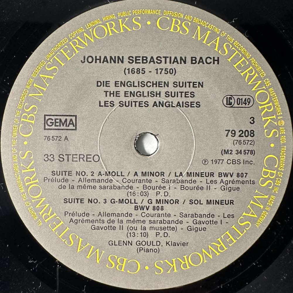 Бах - Английские сюиты 2LP (Голландия 1977г.)