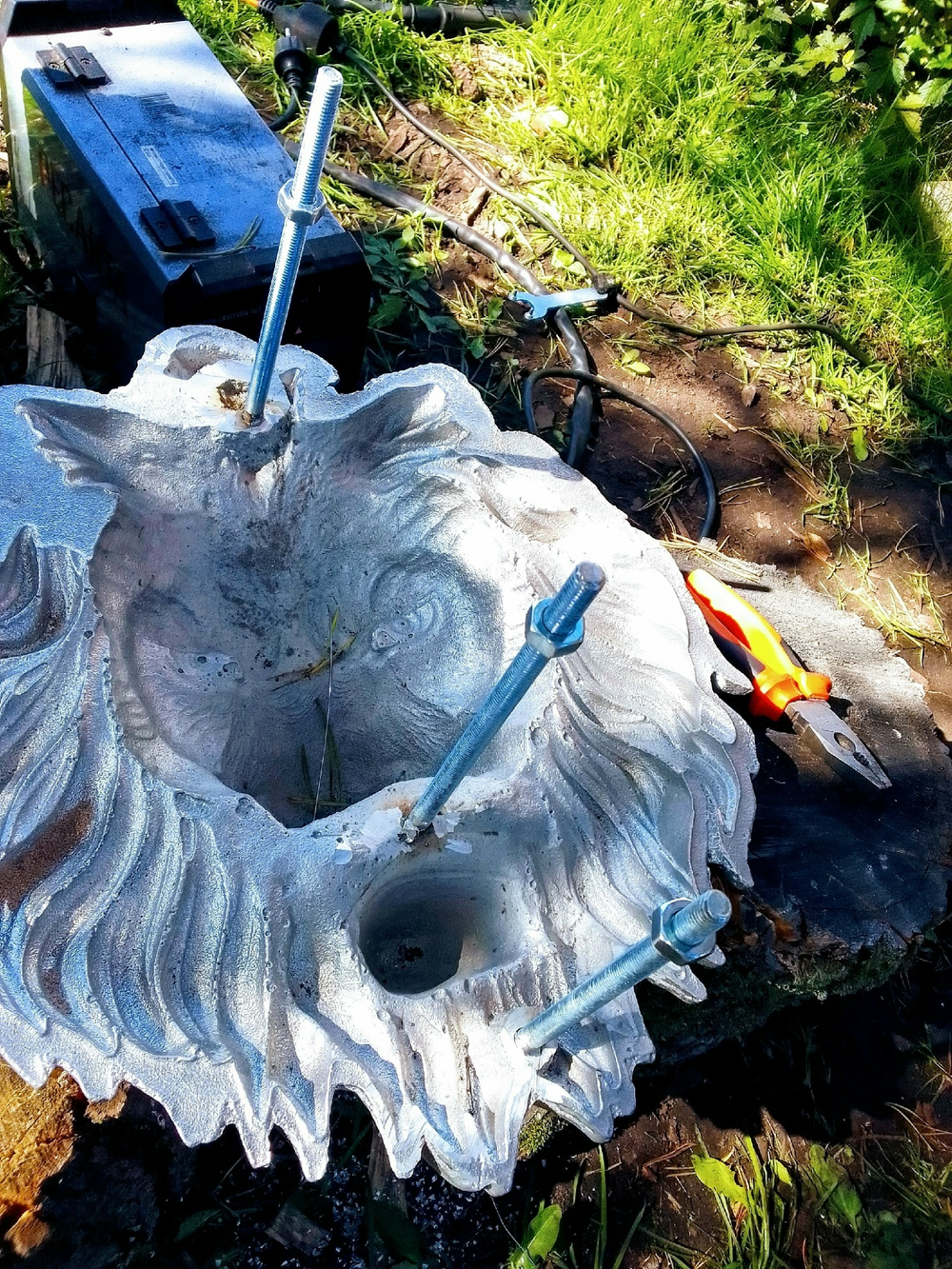 Кованый элемент Лев литой, под покраску 45х42 (15 см), вес 7 кг. 