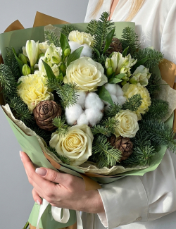 Букет «Зимняя сказка» с датской елью натуральной