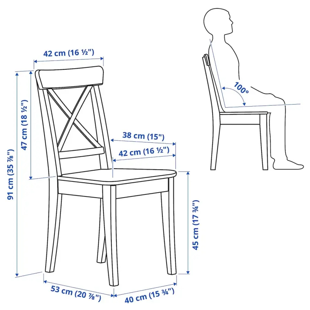 Набор 2 стула деревянные - IKEA INGOLF, 94х45х15 см, белый, ИНГОЛЬФ ИКЕА