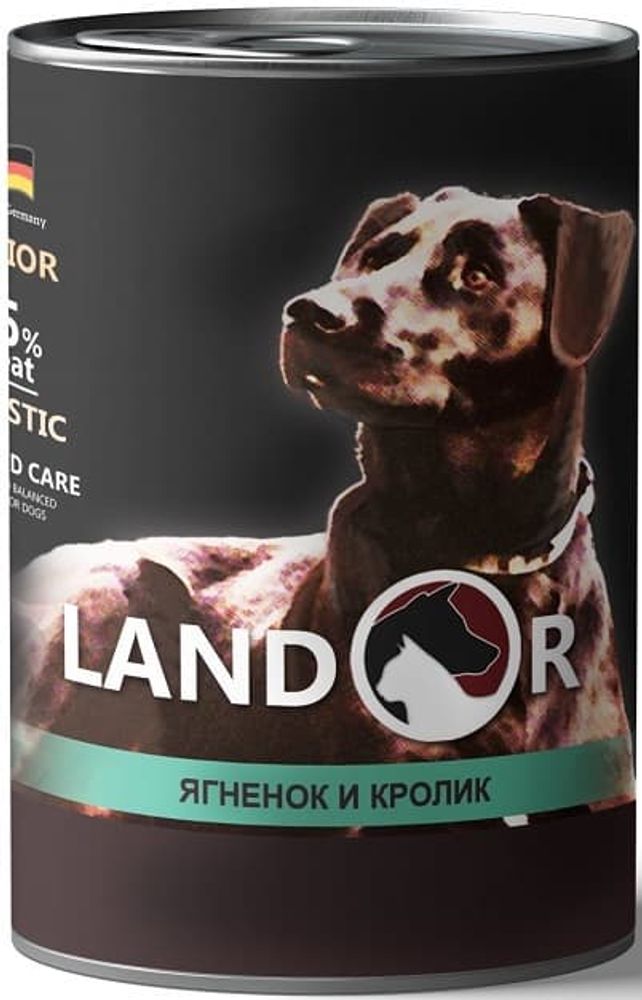 LANDOR 400г влажный корм для ПОЖИЛЫХ собак Ягнёнок с Кроликом, ж/б LANDOR 400г влажный корм для ПОЖИЛЫХ собак Ягнёнок с Кроликом, ж/б